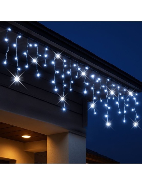 SOPLE 500 LED LAMPKI KURTYNA ŚWIETLNA ZEWNĘTRZNA 20M BIAŁY ZIMNY+FLASH IP44