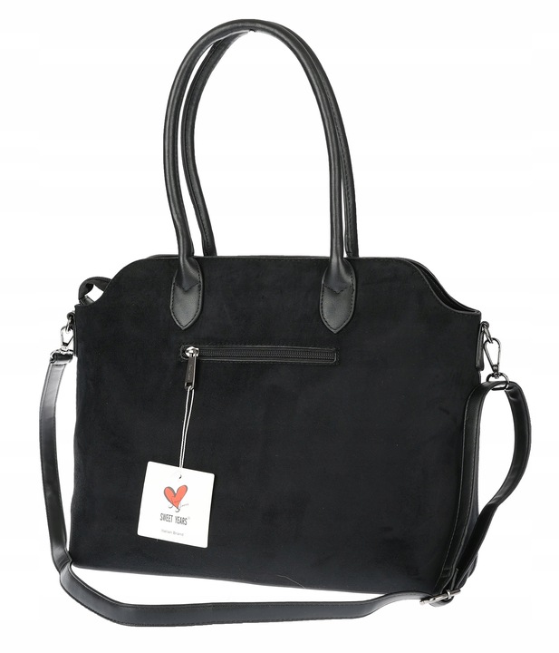 Torebka damska zamsz kuferek elegancka do pracy włoska marka 2947 Czarna