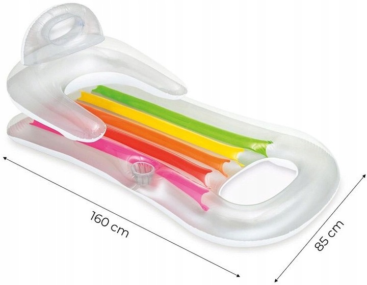INTEX MATERAC DMUCHANY Z OPARCIEM NA BASEN WODY PLAŻOWY 160CM PRZEŹROCZYSTY
