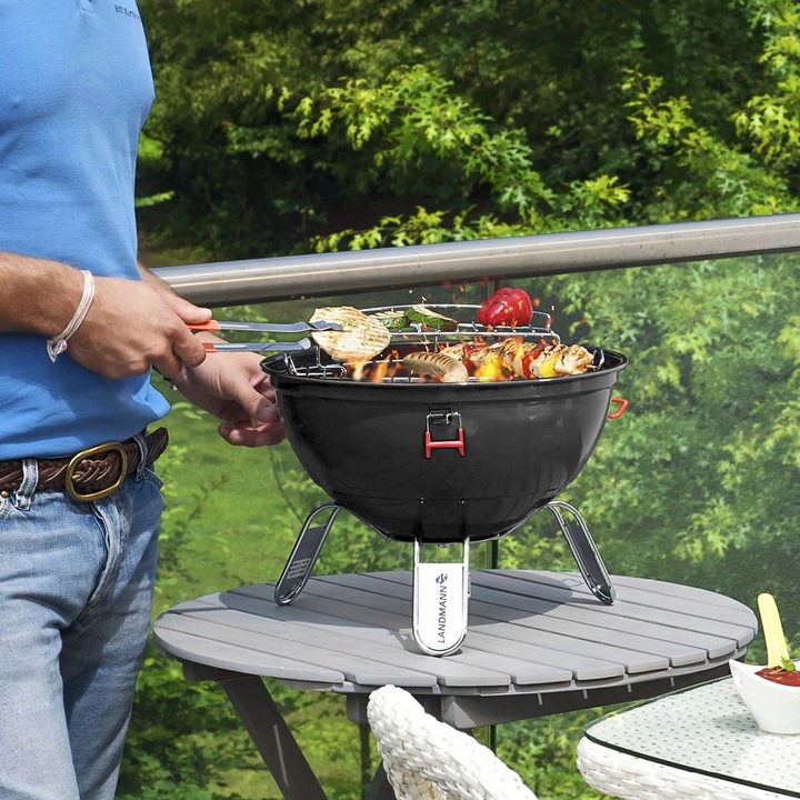 Przenośny kulisty Grill Węglowy Landmann Czarny Mobilny