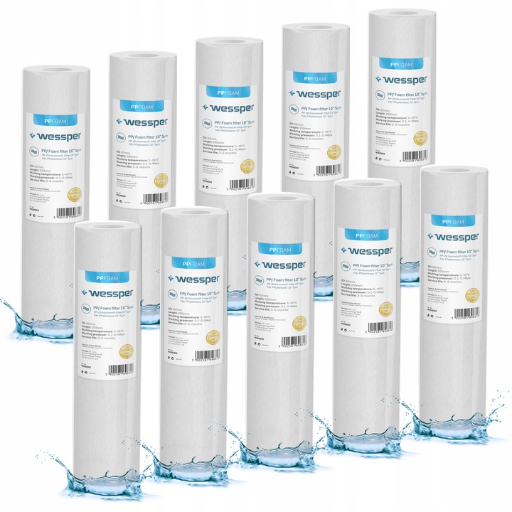 Wessper filtr do wody piankowy filtracja 10" wstępny 5 mikron PP5 10 sztuk