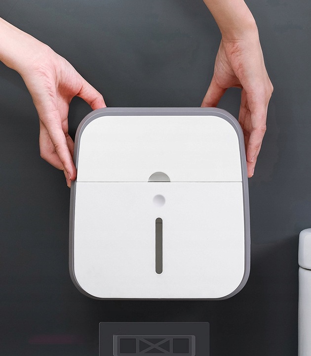 UCHWYT POJEMNIK NA PAPIER TOALETOWY + SZUFLADKA NA CHUSTECZKI PÓŁKA WC