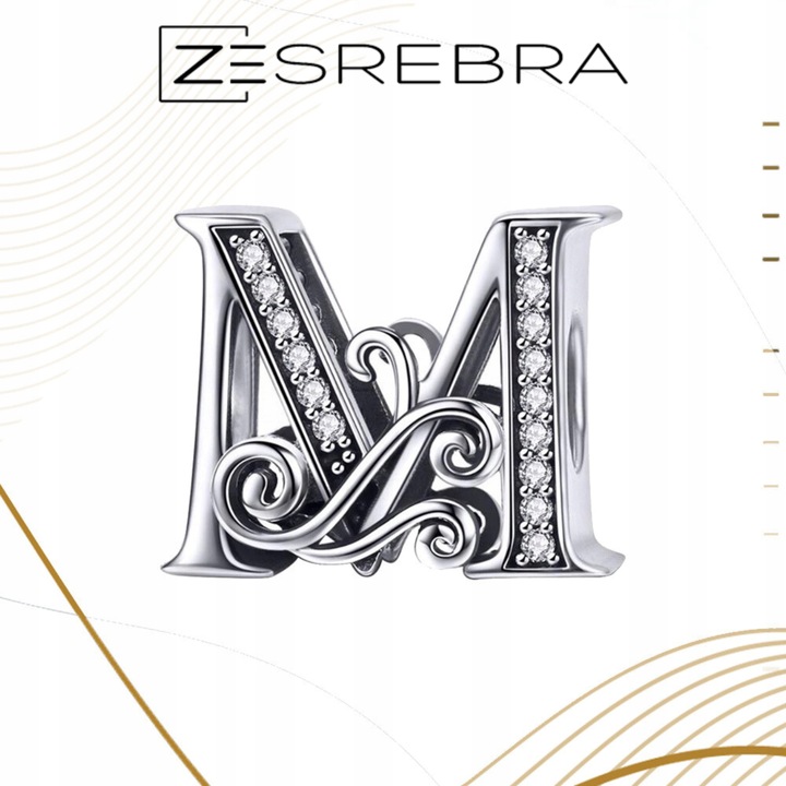 CHARMS LITERKA M srebro 925 litera srebrna koralik zawieszka charms pr S925