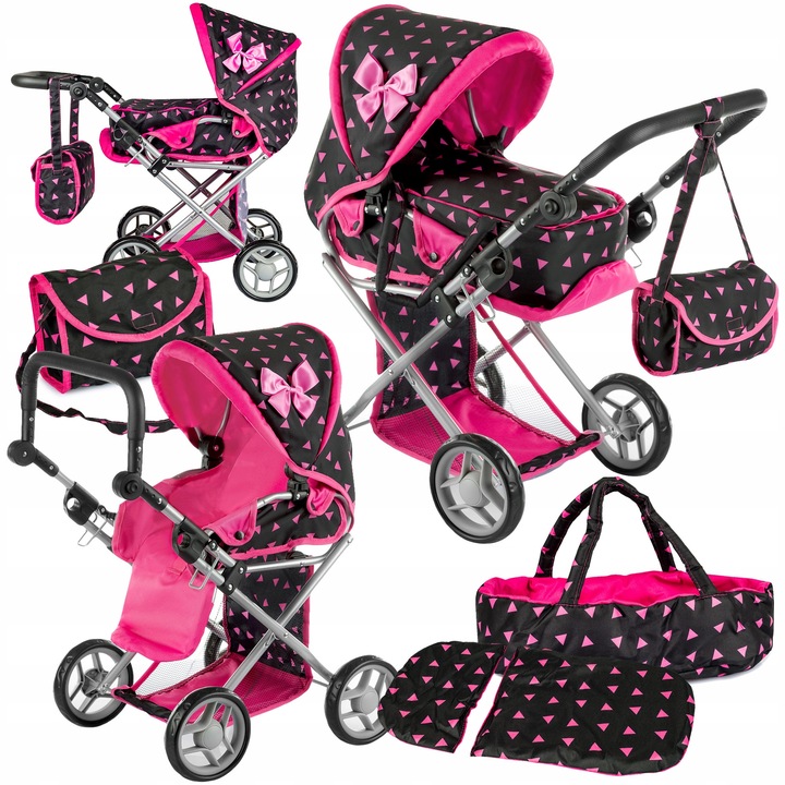 WÓZEK DLA LALEK GŁĘBOKI SPACERÓWKA GONDOLA 3w1 KINDERPLAY TORBA POŚCIEL