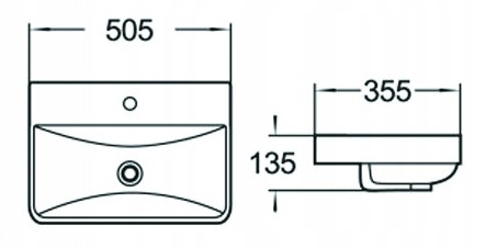 MEXEN DAGNA UMYWALKA WPUSZCZANA W BLAT 50x35 BIAŁA