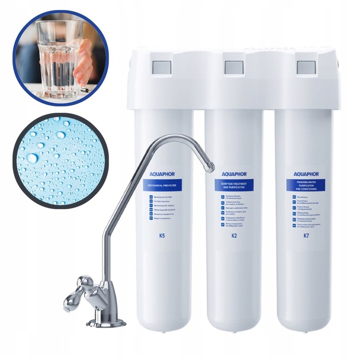 Aquaphor FILTR WODY PITNEJ pod zlew KRYSZTAŁ A na chlor rdzę i MĘTNĄ WODĘ