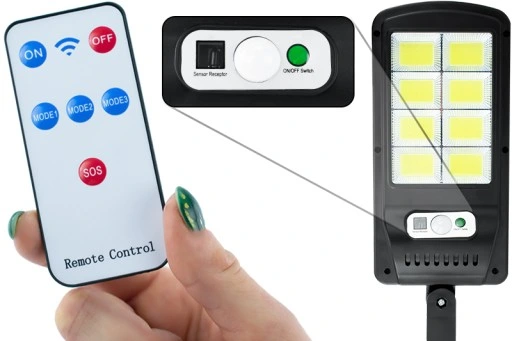 OŚWIETLENIE ZEWNĘTRZNE OGRODOWE MOCNA LAMPA SOLARNA LED ULICZNA COB PILOT