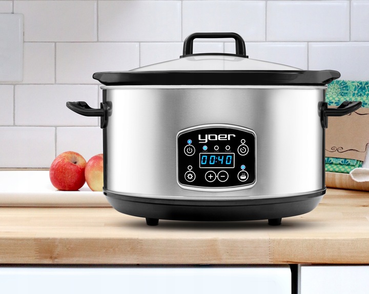 Wolnowar Garnek ceramiczny Slow Cooker Yoer INOX LCD 280W 4,5L +Programator