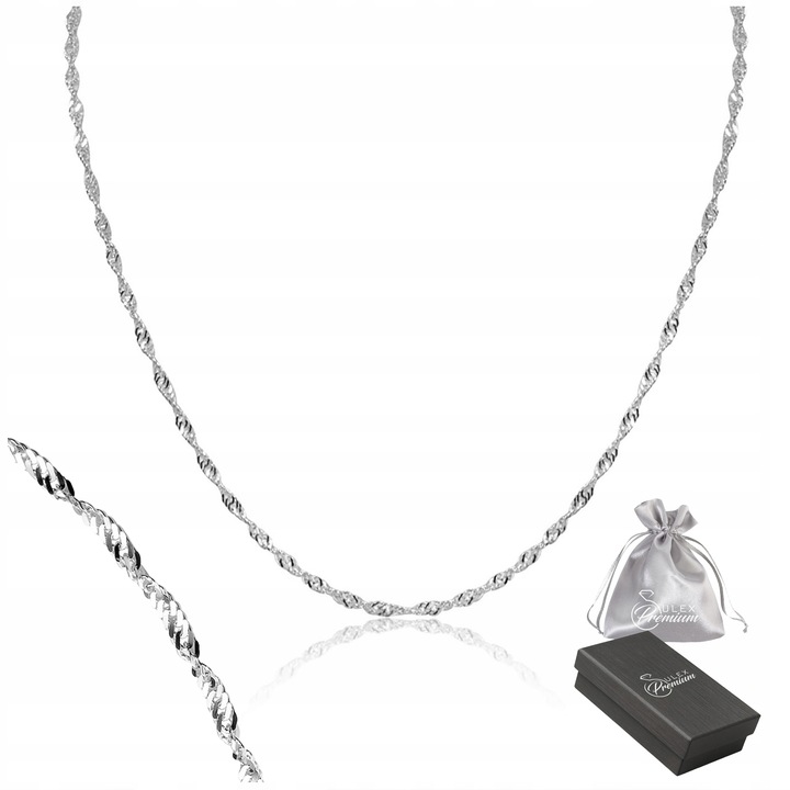 Łańcuszek srebro pr. 925 Naszyjnik Damski Srebrny SINGAPUR 50 cm x 2 mm