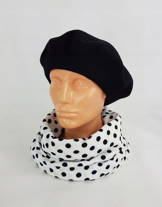 96 Klasyczny BERET FEZKO CZARNY rozm. 11,5 (duży)