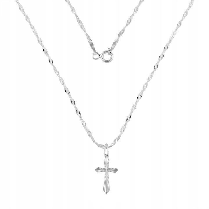 SREBRNY ŁAŃCUSZEK NASZYJNIK KRZYŻ KOMUNIA CHRZEST SREBRO 925 DLA DZIECKA