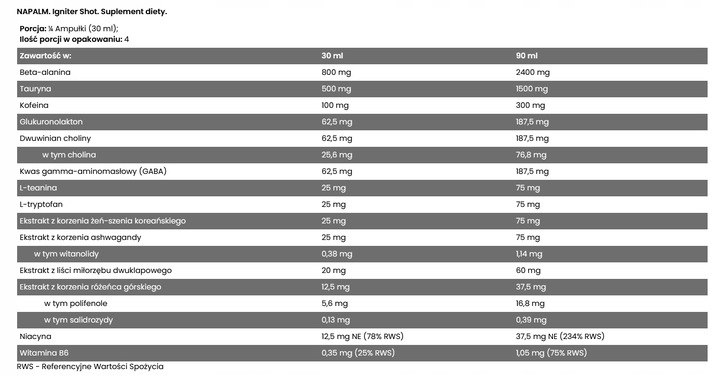 FA Napalm Igniter Juice Shot 24 x 120 ml smak egzotyczny Przedtreningówka