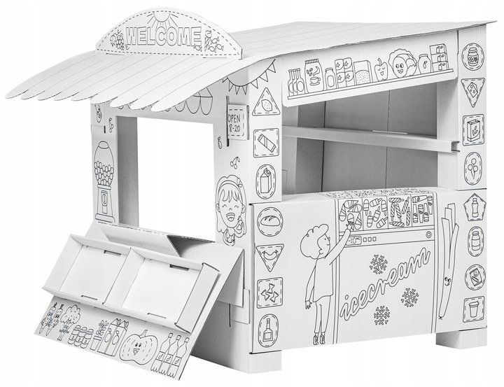 Duży Stragan Tekturowy Zabawa w sklep Pomysł na prezent dla dzieci