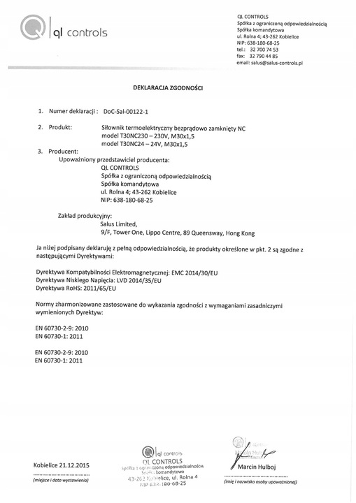 SIŁOWNIK TERMOELEKTRYCZNY DO ROZDZIELACZ T30NC 230V M30x1.5 ENERGOOSZCZĘDNY
