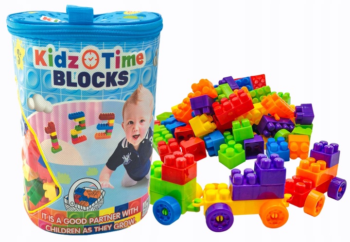 KLOCKI PLASTIKOWE DUŻE KOLOROWE POCIĄG BUDOWLANE zestaw w torbie XXL 400el