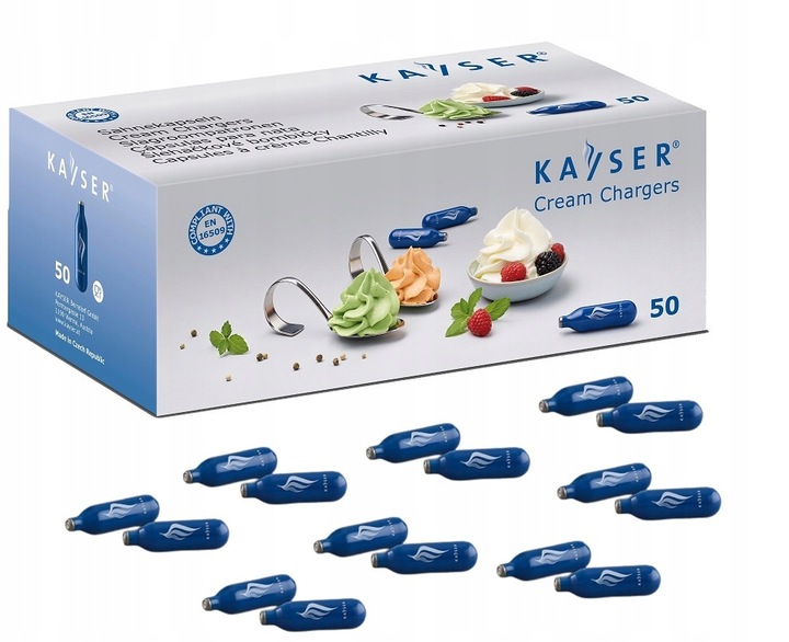 Naboje do Bitej Śmietany Syfonu N2O 50 Sztuk 7,5g Kayser