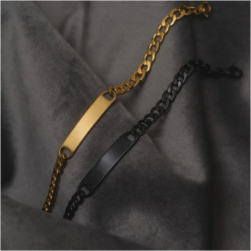 Bransoletki dla par z grawerem pancerka ze stali