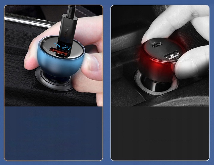 BASEUS MOCNA ŁADOWARKA SAMOCHODOWA ZASILACZ USB-A USB-C 65W Z KABELEM USB-C