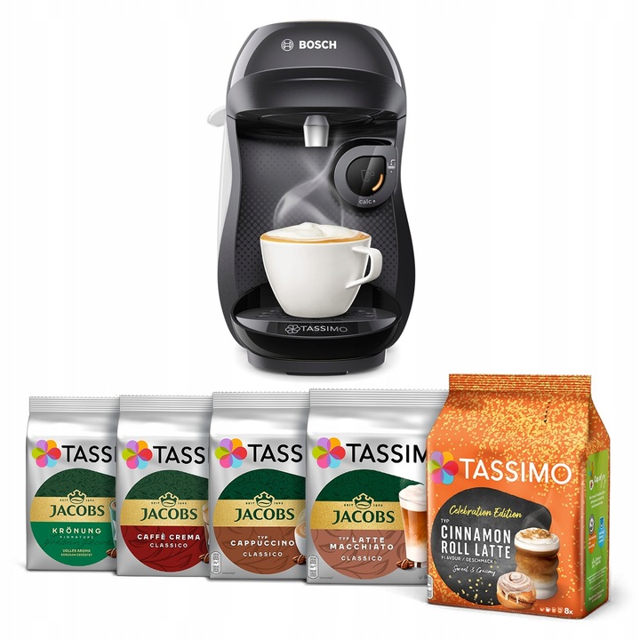 Ekspres kapsułkowy Bosch Tassimo Happy czarny +5x Tassimo + kubek