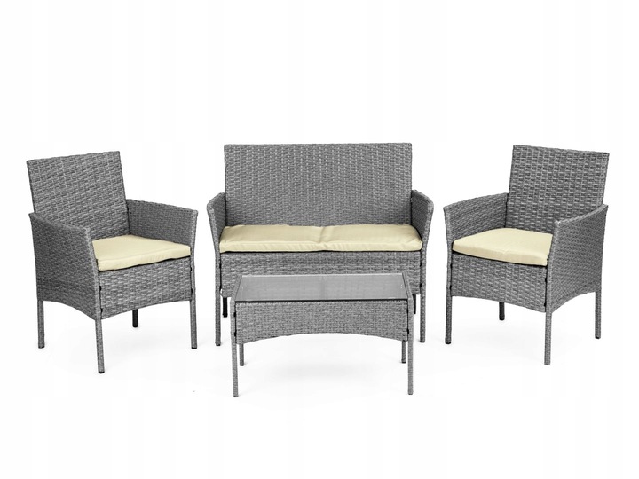 Komplet mebli ogrodowych z technorattanu ławka stolik krzesła szary MultiGa