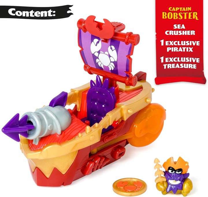 PIRATIX statek piracki Sea Crusher figurka Captain Lobster Golden Treasure