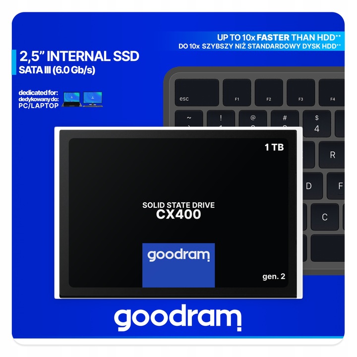 Dysk SSD GOODRAM 1TB CX400 G.2 2,5 SATA3 technologia 3D NAND Flash