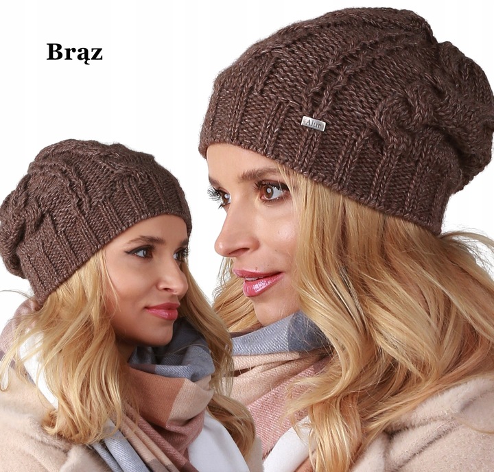 Brązowa czapka damska smerfetka - A4