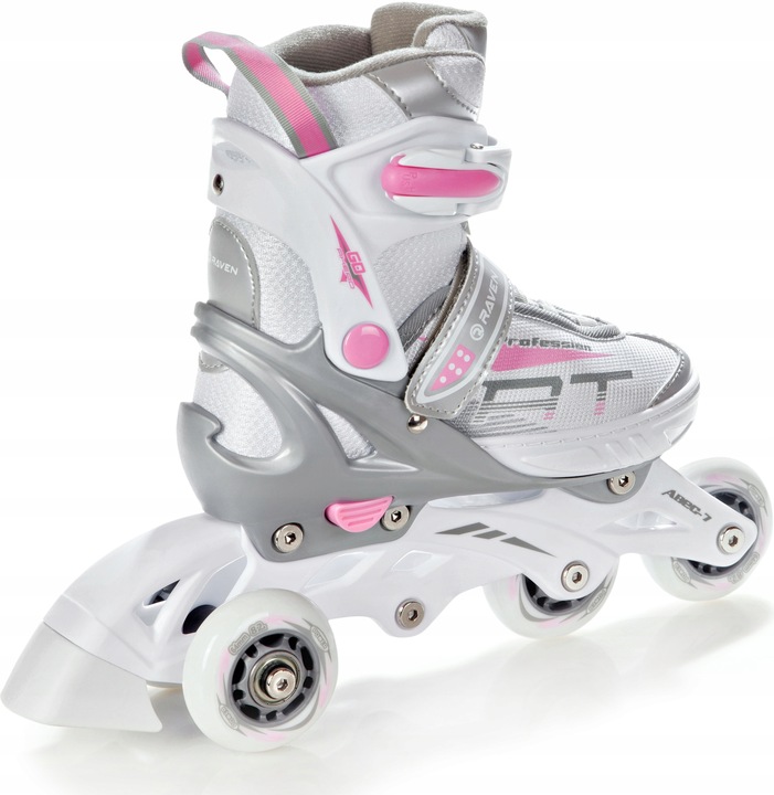 Rolki Wrotki Regulowane 3w1 RAVEN Profession White/Pink 38-42