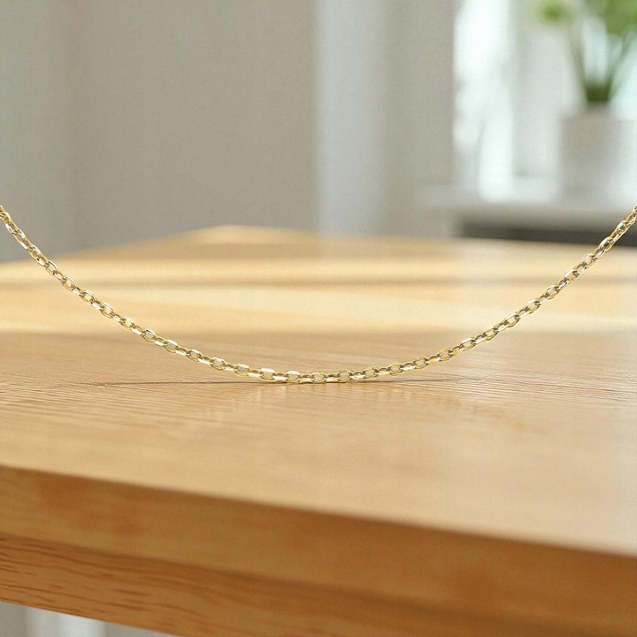 ŁAŃCUSZEK SREBRNY pr 925 ANKIER pozłacany Damski Prezent delikatny 55cm