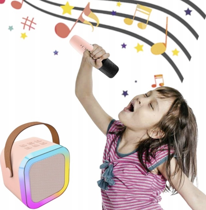 ZESTAW KARAOKE BEZPRZEWODOWY MIKROFON GŁOŚNIK PRZENOŚNY DWA MIKROFONY