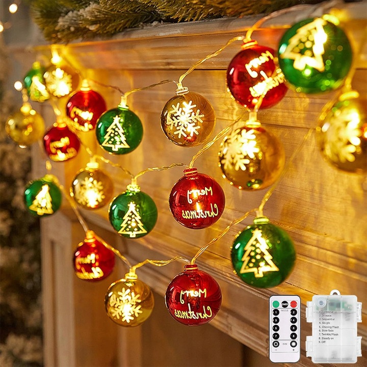 Łańcuch Girlanda Świetlna 20Led Na Boże Narodzenie Na Baterie4.1 m z pilot