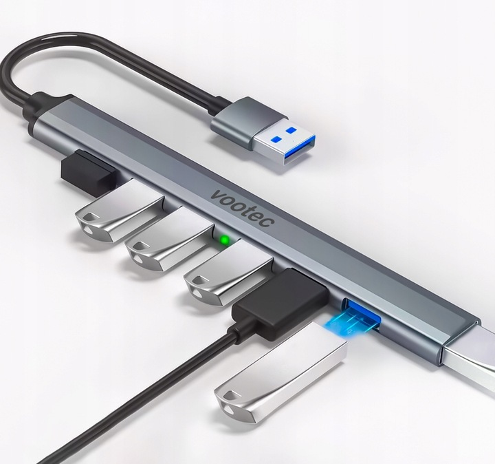 HUB USB 3.0 Rozdzielacz Rozgałęźnik 7 Portów 7x USB Slim 7w1 Smukły Vootec