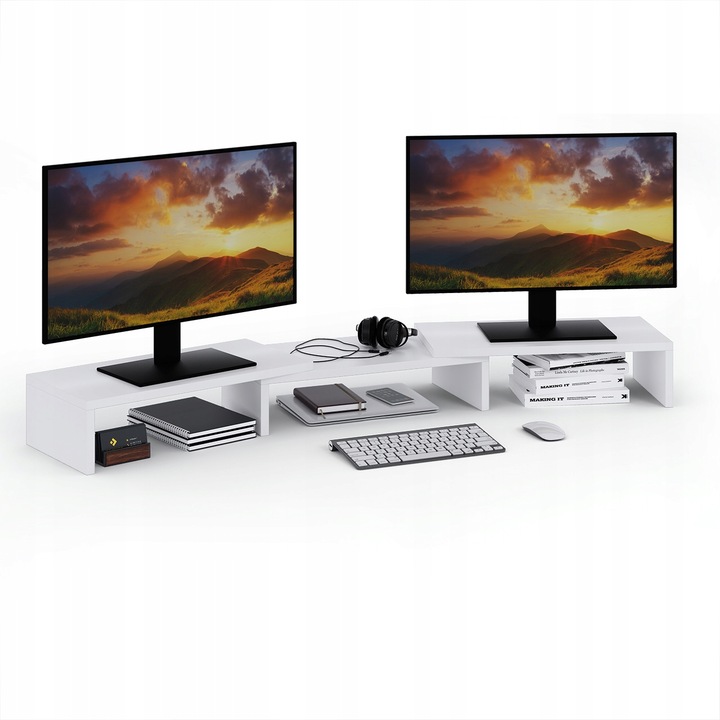 PODSTAWKA POD MONITOR PODWÓJNA REGULOWANA DŁUGOŚĆ PODNOSI EKRAN O: 12,6 cm