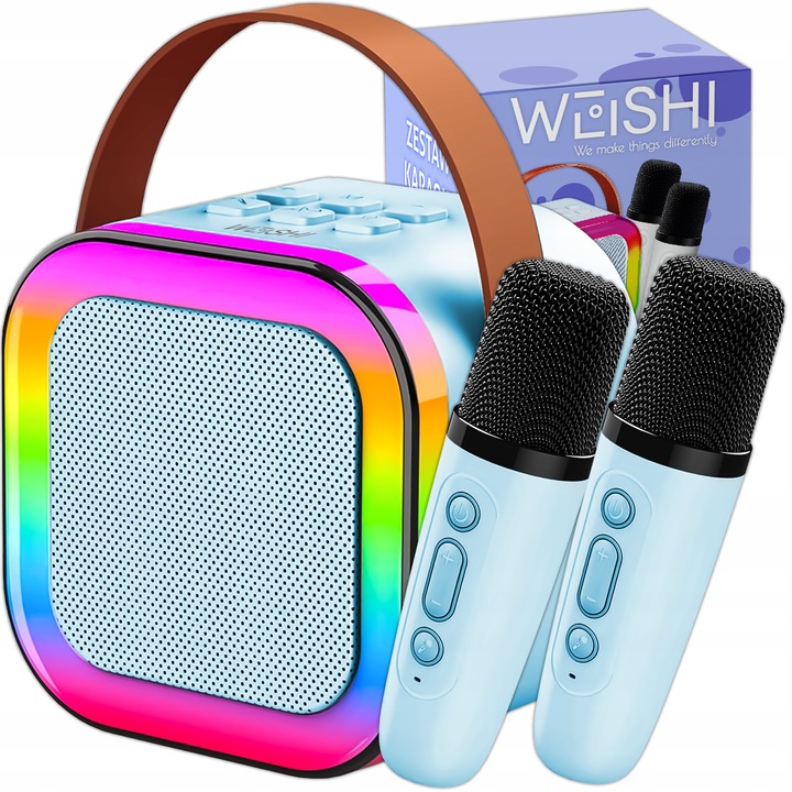 ZESTAW KARAOKE DLA DZIECI GŁOŚNIK BLUETOOTH USB LED MIKROFON 2SZT PREZENT