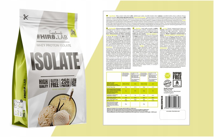 Izolat Białka BIAŁKO 700 g wpi Whey Protein Isolate wanilia ISO Hiro