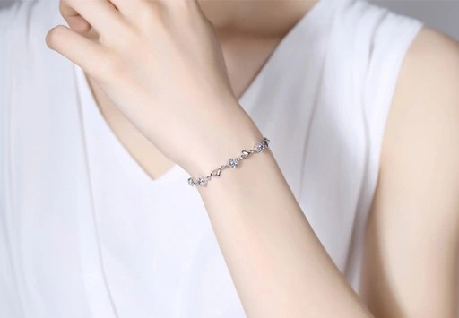 Bransoletka Srebrna Serduszko Cyrkonie Celebryka