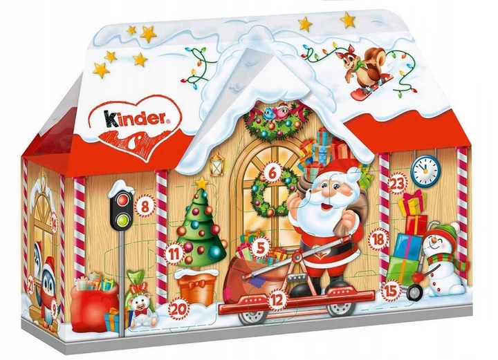 KINDER KALENDARZ ADWENTOWY DOMEK ZE SŁODYCZAMI CZEKOLADKI MIKOŁAJ cukierki