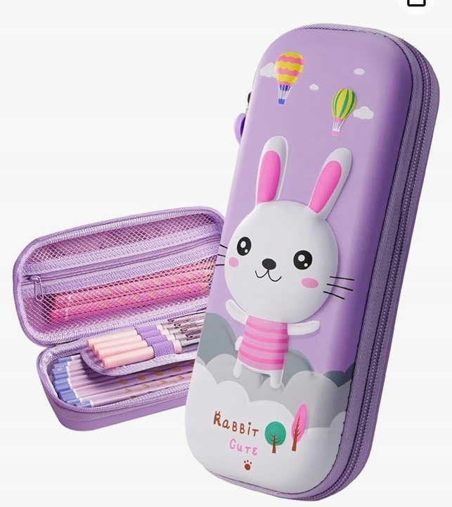 PLECAK SZKOLNY TORNISTER + PIÓRNIK KRÓLIK ZAJĄC odblaski WIELOKOMOROWY 3D