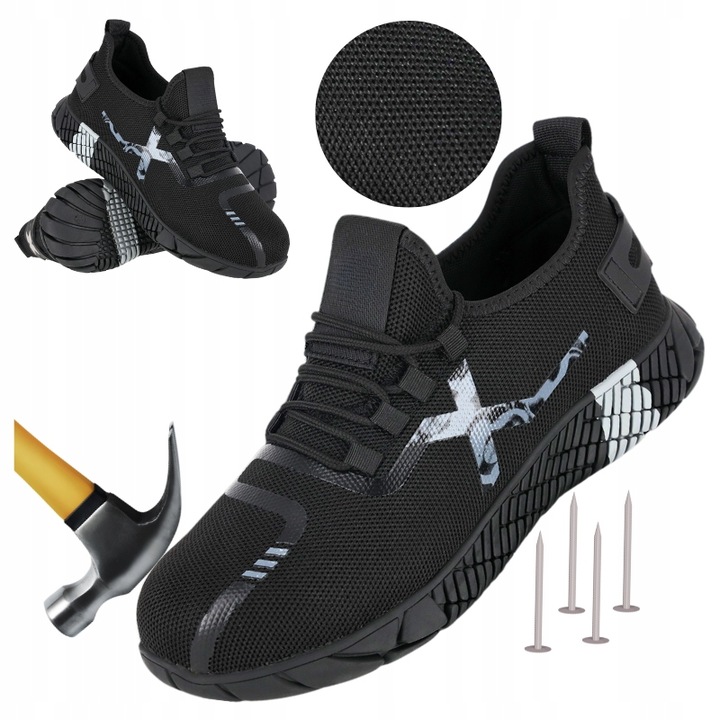 Buty robocze męskie wsuwane Oddychające z Noskiem Antyprzebiciowe Lekkie