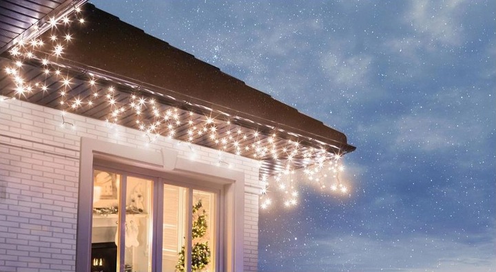 GIRLANDA SOPLE 200 LED 8M STAŁE BIAŁE CIEPŁE EFEKT FLASH FLESZ ZEWNĘTRZNE