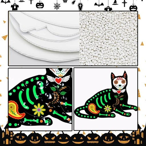 ZESTAW 5 fluorescencyjnych przerażających kotów święcace w ciemności +kotwy