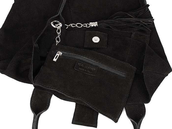 torebka damska skórzana SHOPPER włoska SKÓRA ZAMSZOWA torba duża A4 WOREK