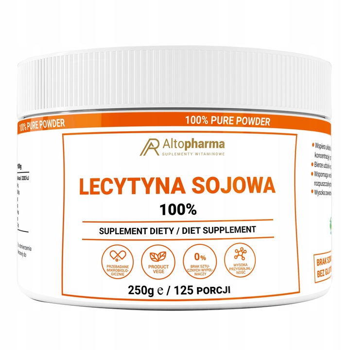 LECYTYNA SOJOWA 100% w proszku KONCENTRACJA STRES PAMIĘĆ Alto Pharma 250G