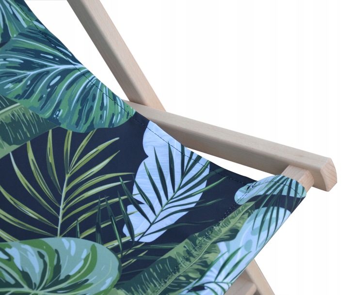 LEŻAK DREWNIANY OGRODOWY Z NADRUKIEM SKŁADANY MATERIAŁ WYTRZYMAŁY