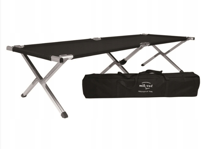 Mil-Tec Łóżko Polowe 190 x 65cm Czarne