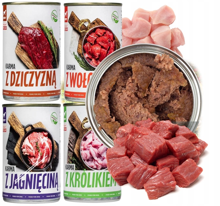 MOKRA KARMA DLA PSA 24 x 400g. RAFI + TUF TUF MIX SMAKÓW 9,6 kg W PUSZCE