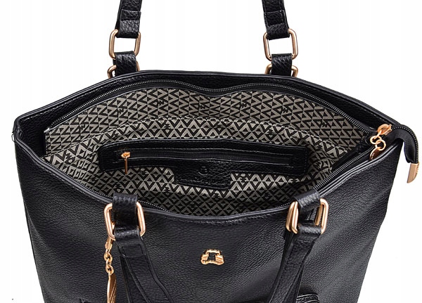 LuluCastagnette Klasyczna TOREBKA damska A4 Na ramię Do ręki Miś CZARNA