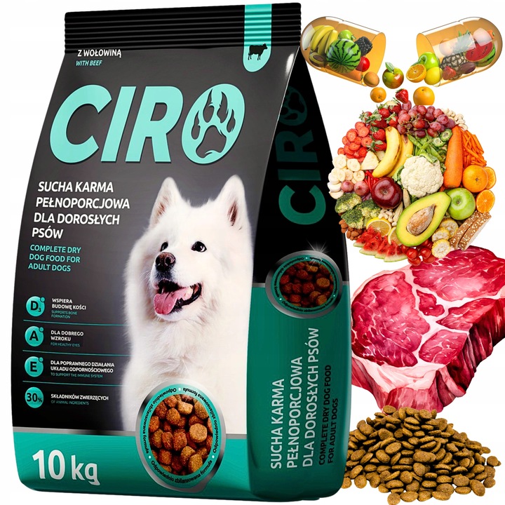 Karma sucha dla psa Ciro 10 kg wołowina wszystkie rasy Adult