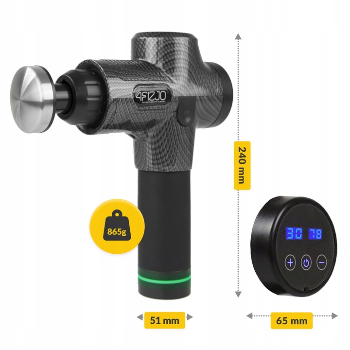 PISTOLET DO MASAŻU MASSAGE GUN+GŁOWICA PODGRZEWANA