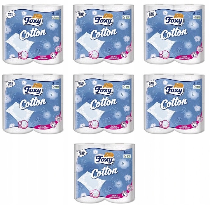 Papier toaletowy Foxy Cotton gruby 5 warstw ZESTAW 16 rolek